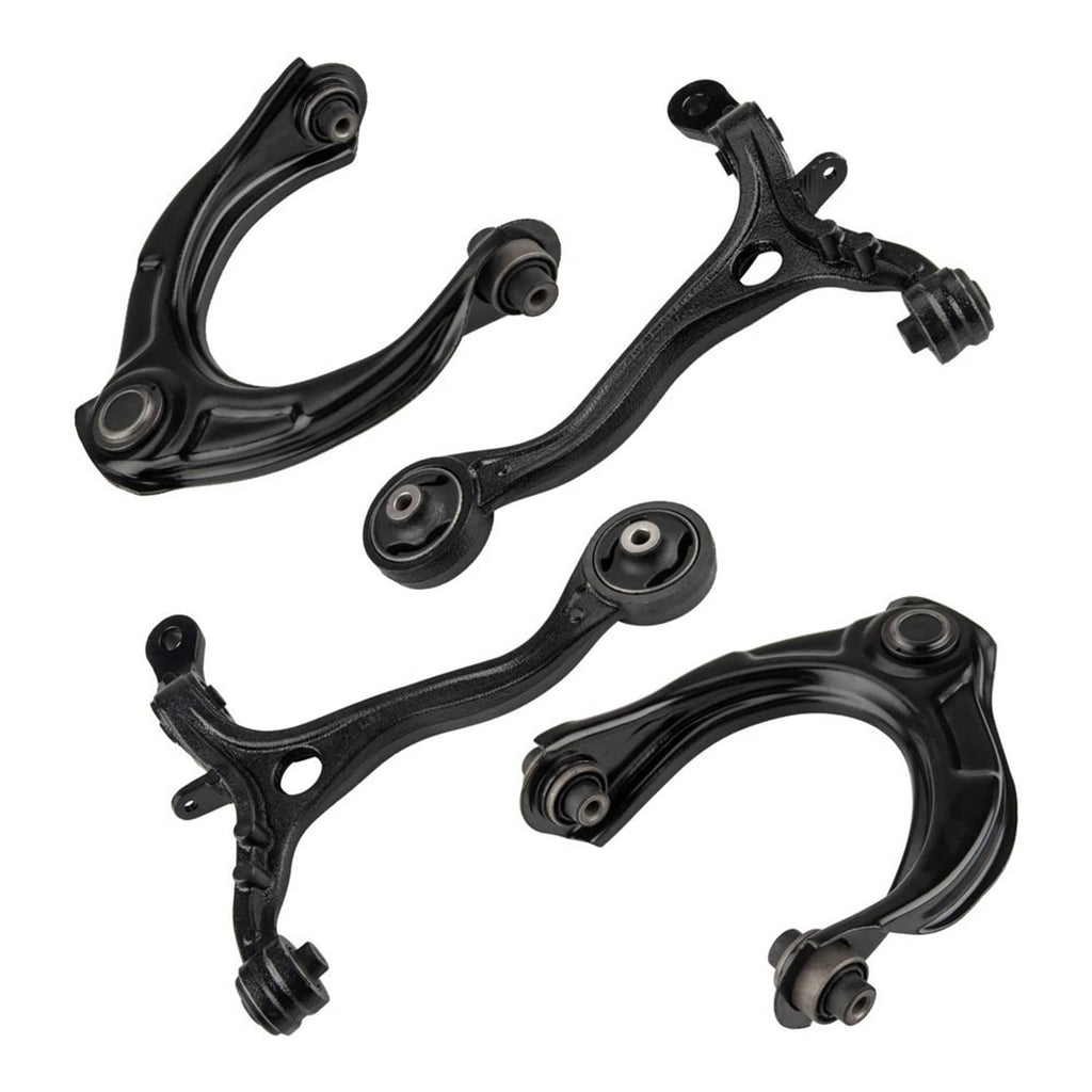 Set of black suspension control arms with ball joints and rubber bushings