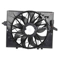 Electric radiator fan assembly with black multi-blade fan on rectangular mounting frame