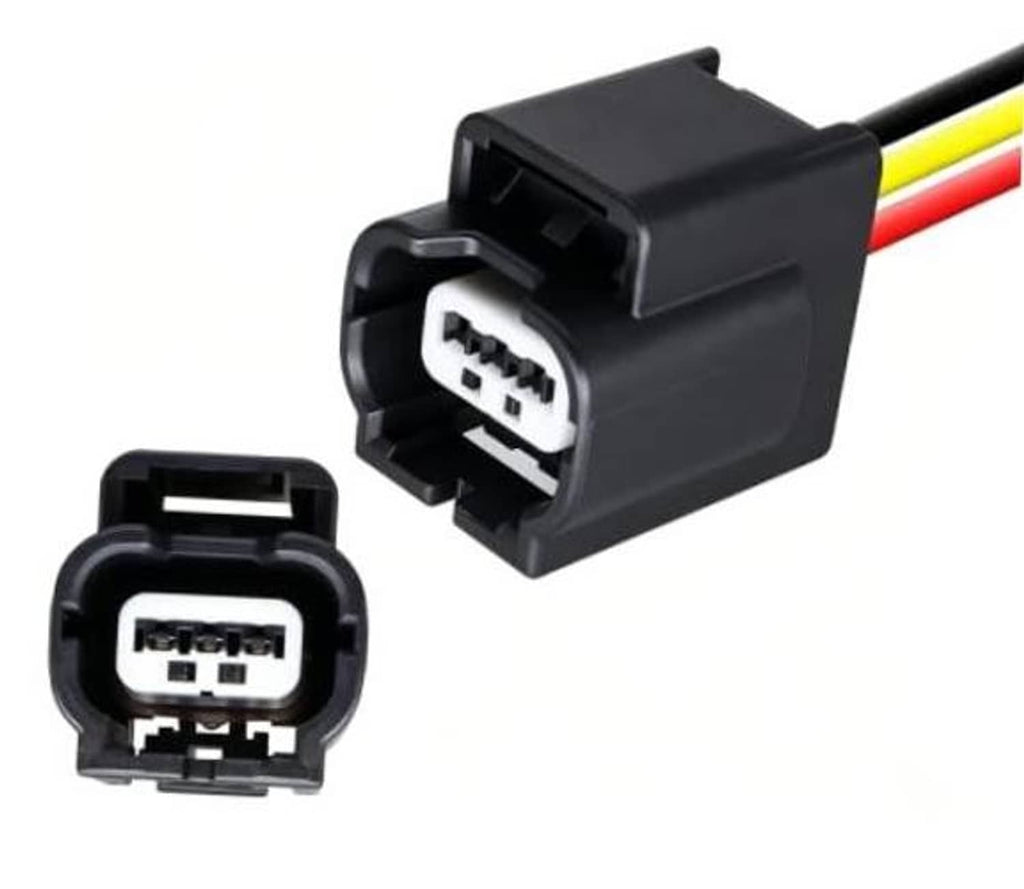 Battery charging sensor connector pigtail with black housing and white multi-pin plug