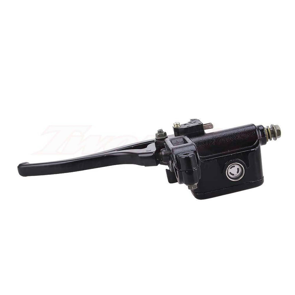 Front right brake master cylinder with lever and mounting plate, black