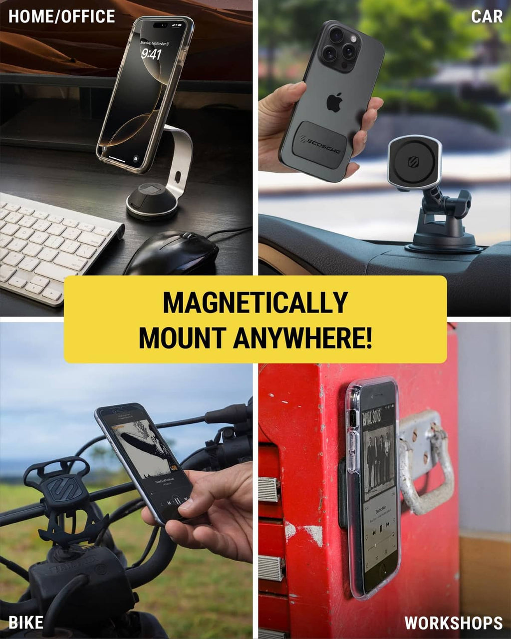 Black MagicPlate metal discs for magnetic mounting on home, car, and bike