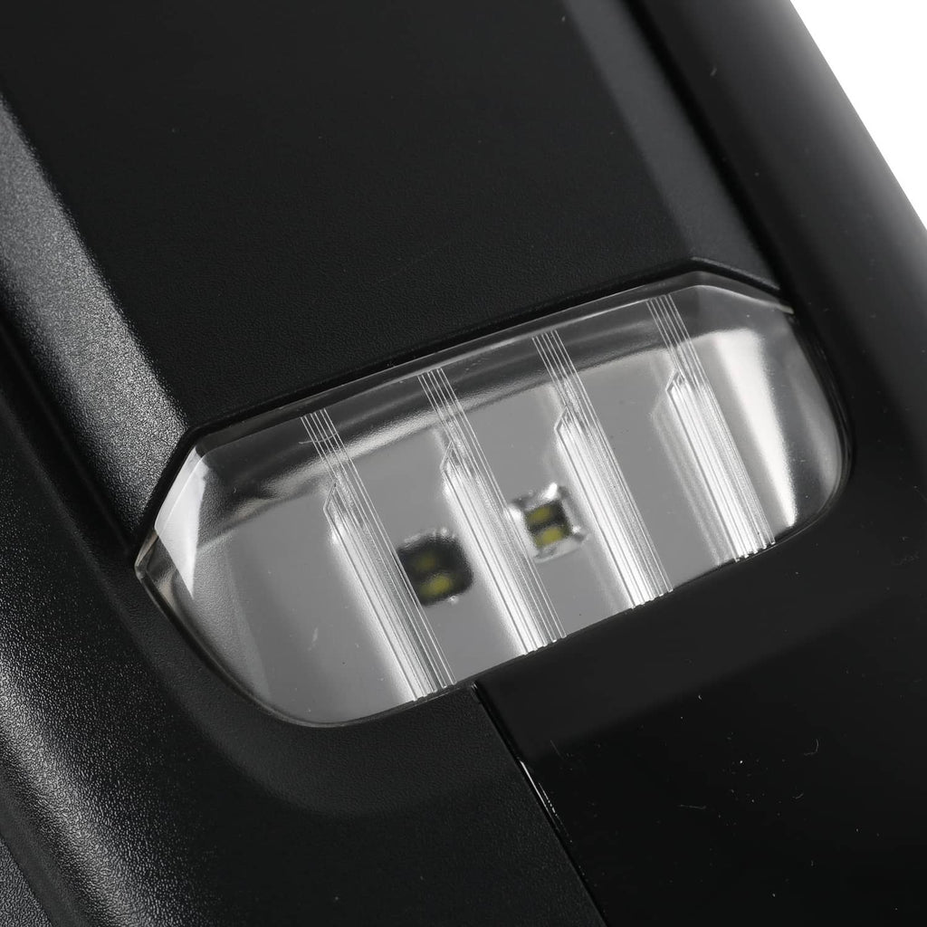 Black side mirror turn-signal lens integrated in the housing