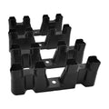 Black plastic GM lifter tray guides, multi-slot rack with mounting holes