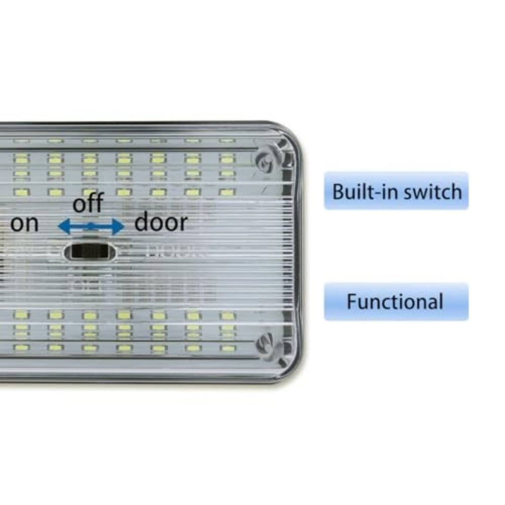 12V dome LED light diagram highlighting built-in switch and on/off positions.