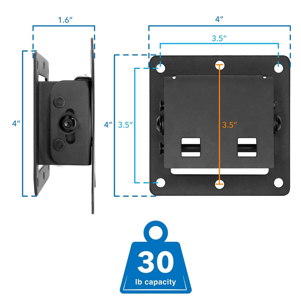 TV wall mount bracket with size measurements and 30 lb max capacity rating