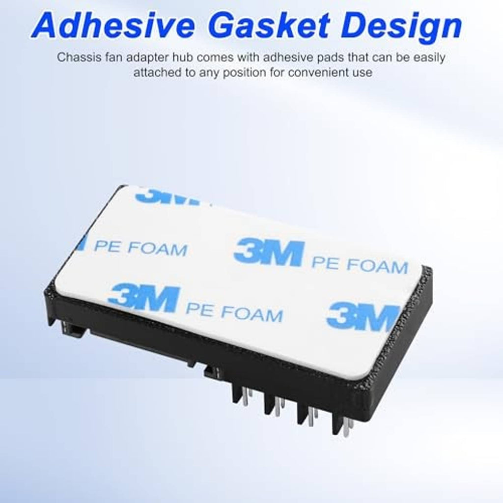 PC fan speed controller hub with adhesive foam pads for mounting