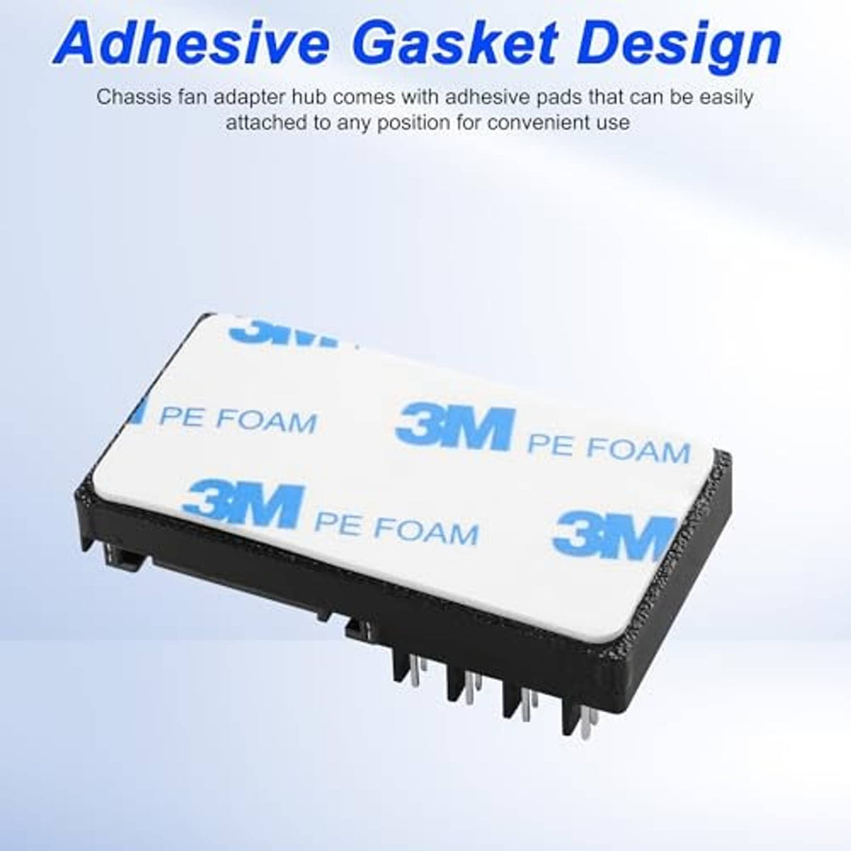 PC fan speed controller hub with adhesive foam pads for mounting
