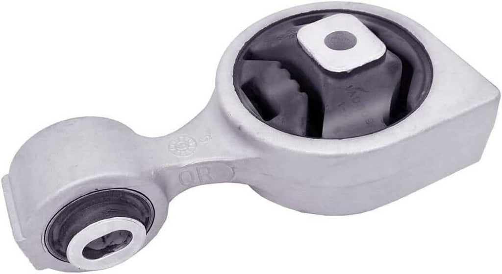 Engine mount with purple-black rubber bushing and silver base plate