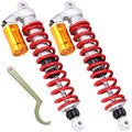 Front shock absorbers set with red coil springs, orange-gold cylinders, silver bodies