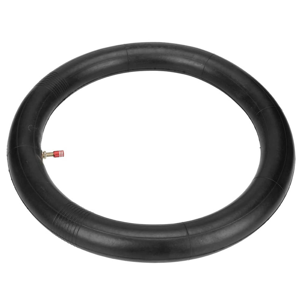 Black inner tube ring with brass valve stem, round rubber tube.