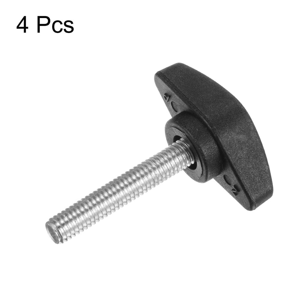 Black wing thumb screw with silver threaded stud and head for hand tightening