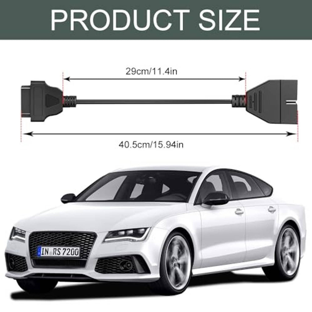 OBD1 to OBD2 adapter cable with length markings: about 40.5 cm overall