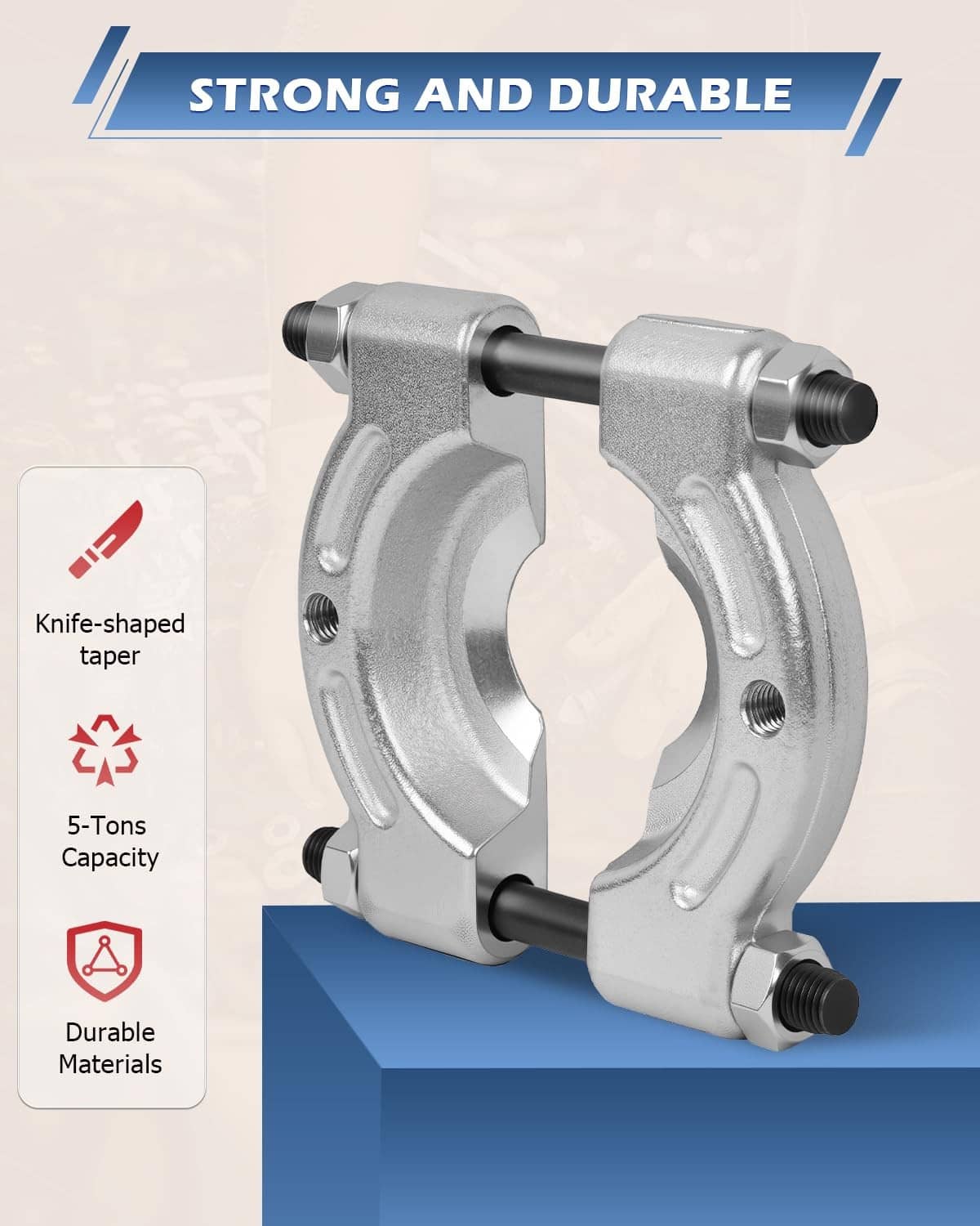 Silver bearing separator puller clamp with threaded lead screw and split jaws