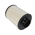 Air filter cartridge with light pleated mesh and black end caps, cylindrical form
