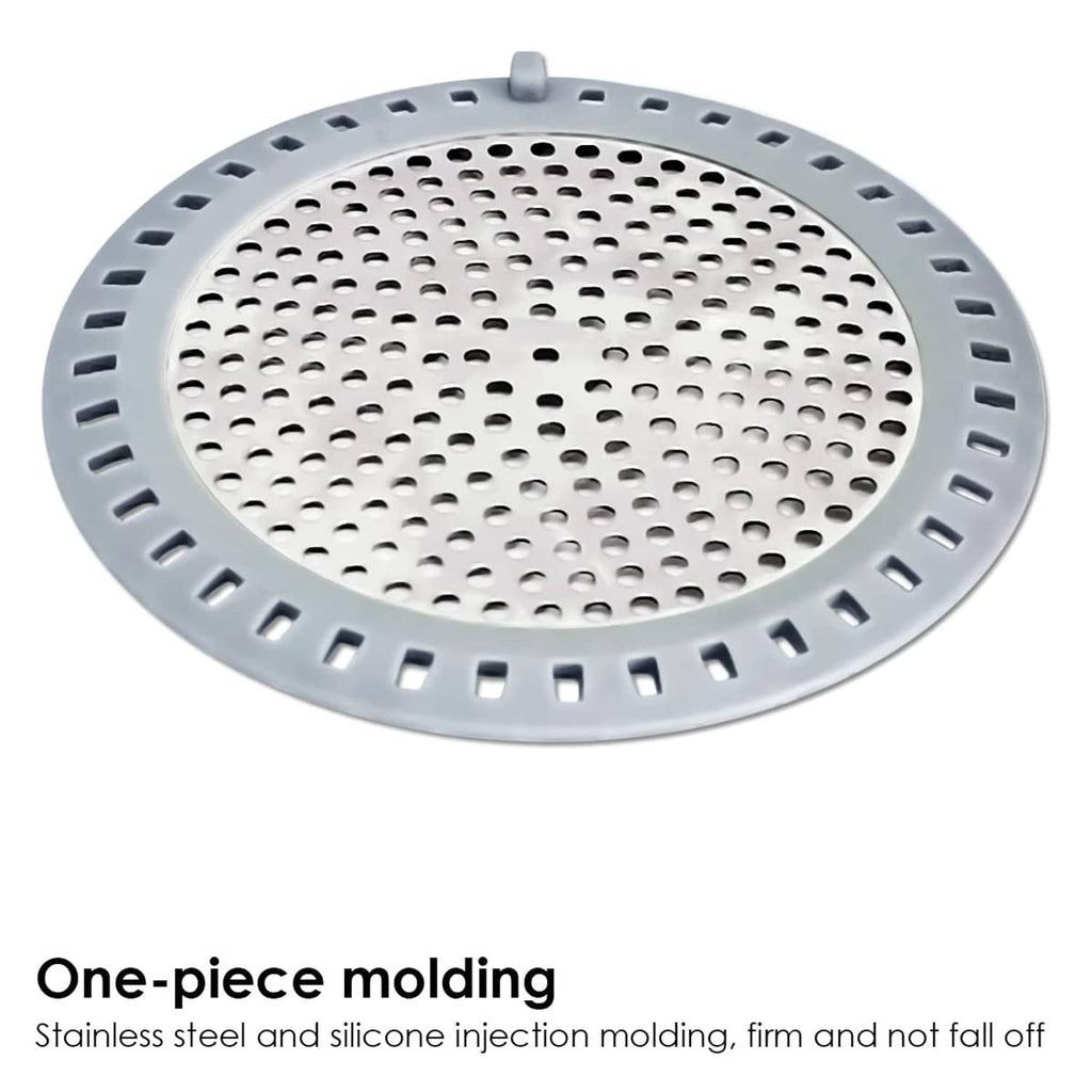 One-piece round shower drain hair catcher strainer with perforated stainless mesh edge