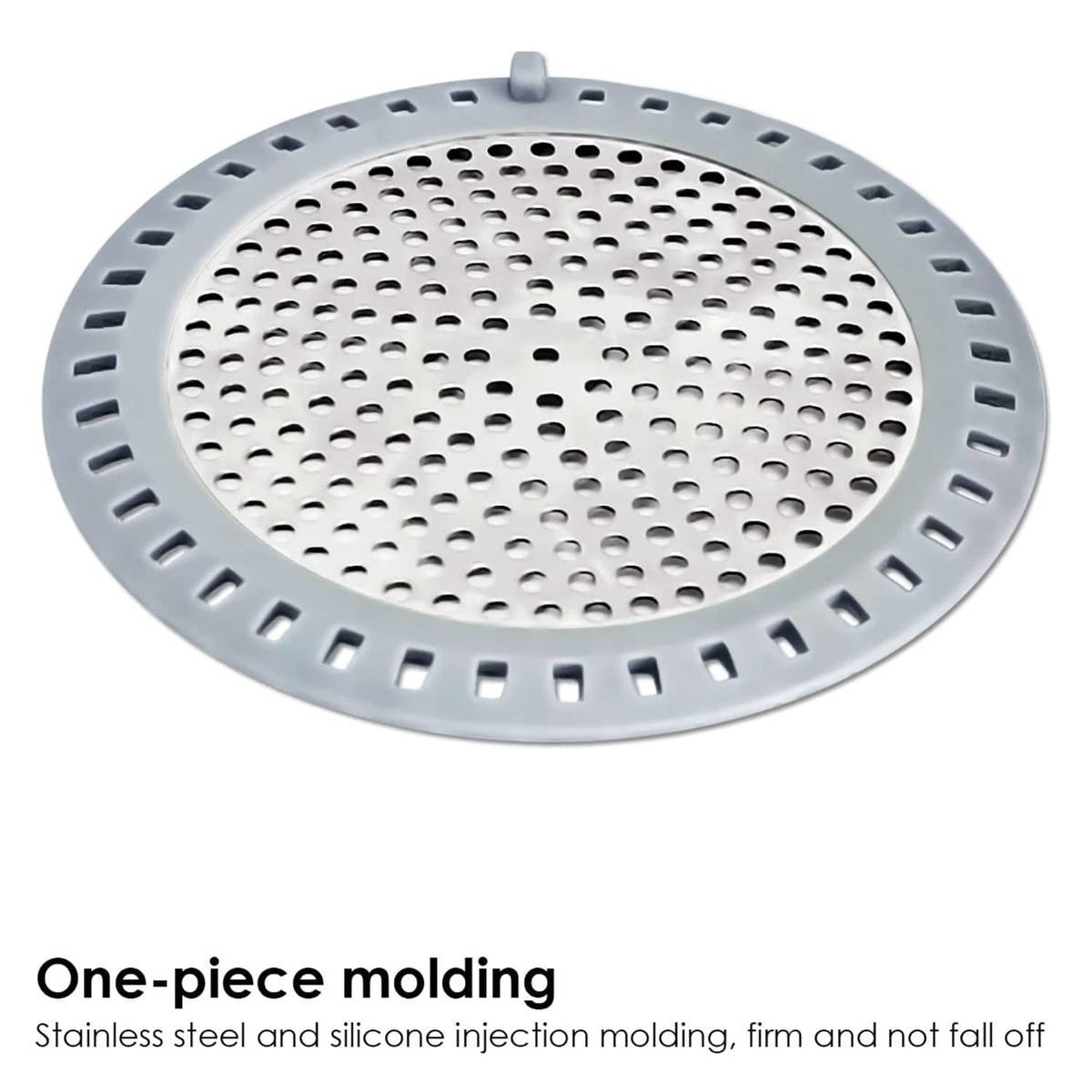 One-piece round shower drain hair catcher strainer with perforated stainless mesh edge