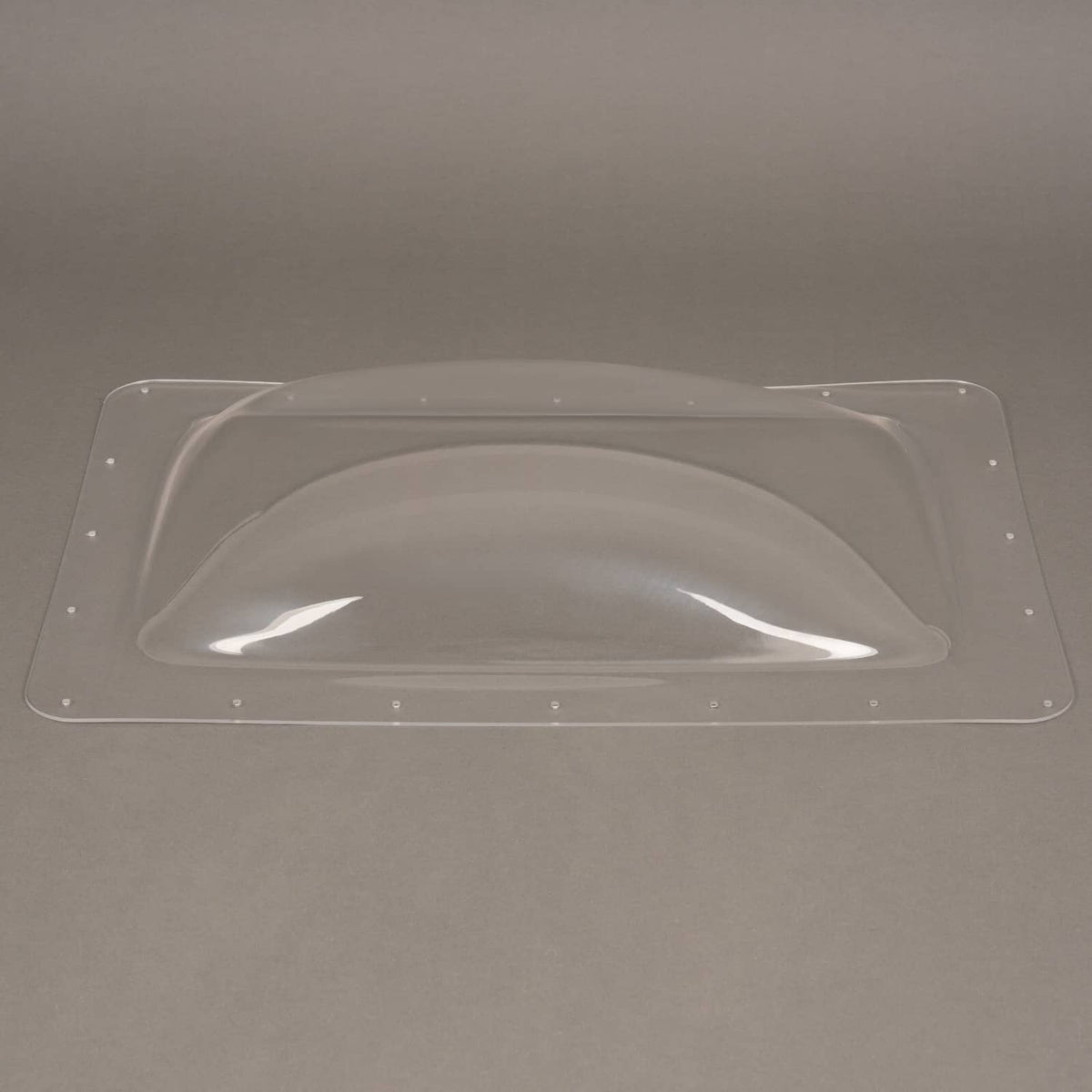 Clear RV skylight cover overlay on roof, rectangular panel with dome window