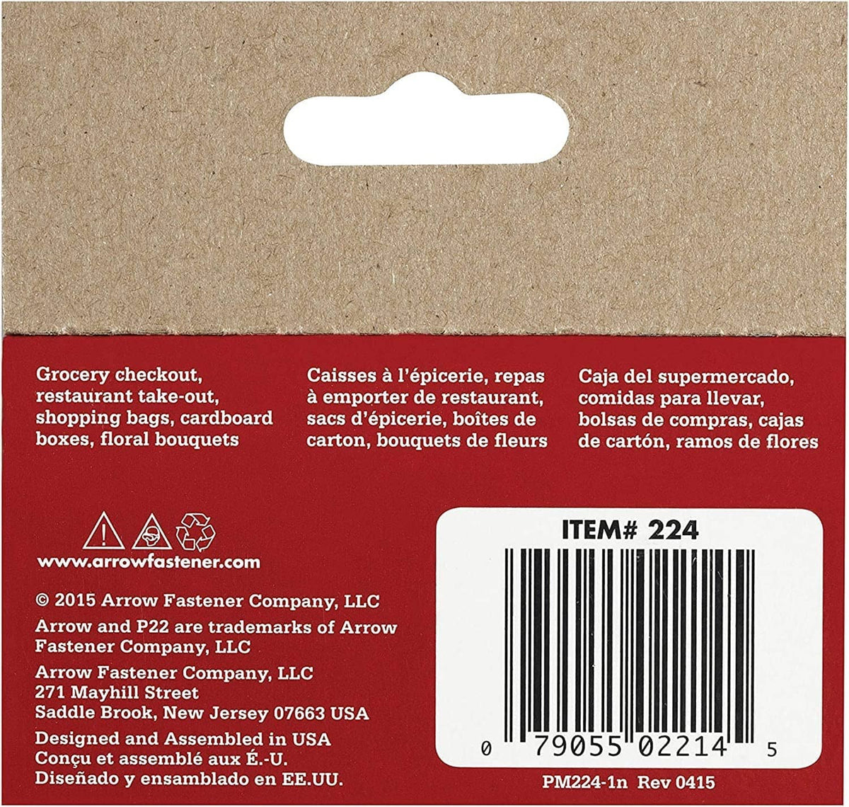 Arrow P22 staples carton back with barcode label and item number 224