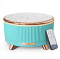 Emerald aqua ribbed essential oil diffuser with marble top and copper tripod feet