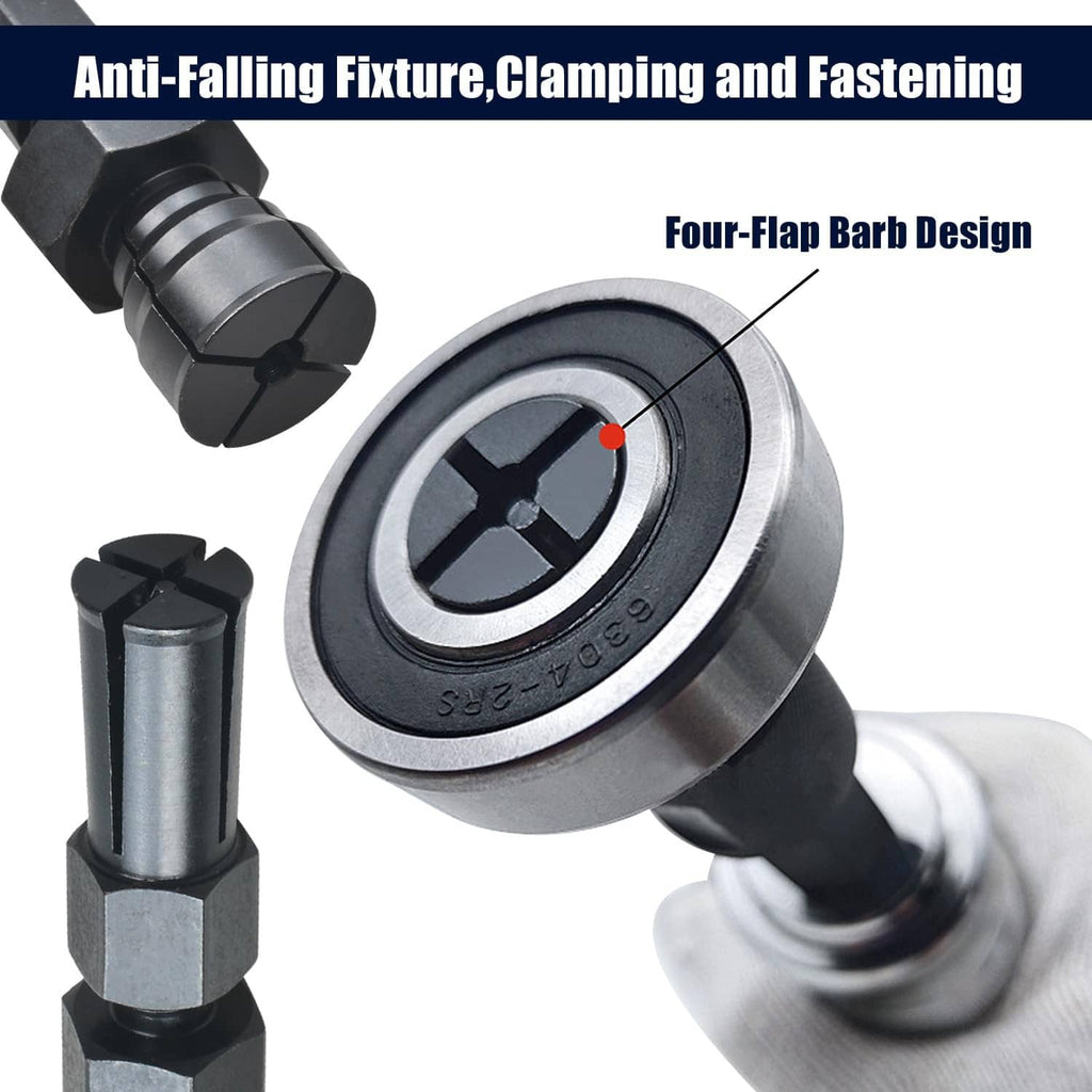 Bearing puller collet tool with four-flap bar design and circular bearing adapter