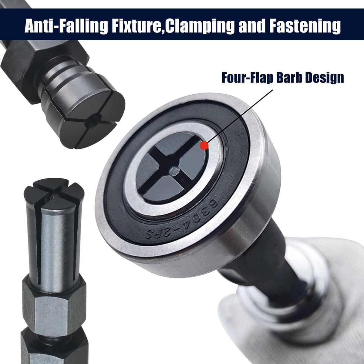Bearing puller collet tool with four-flap bar design and circular bearing adapter