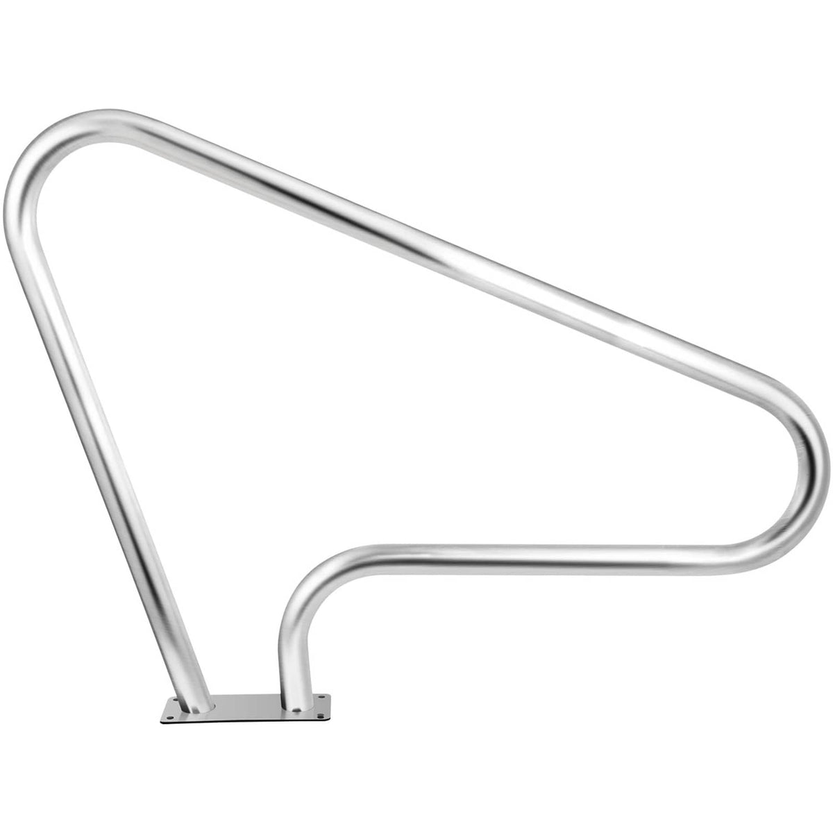 Stainless steel pool handrail, curved grab bar with flat mounting bases