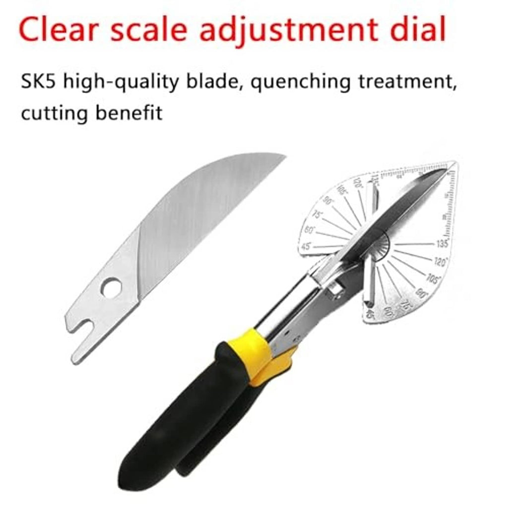 Wonglea quarter-round miter shear with SK5-style metal blade and angle scale plate