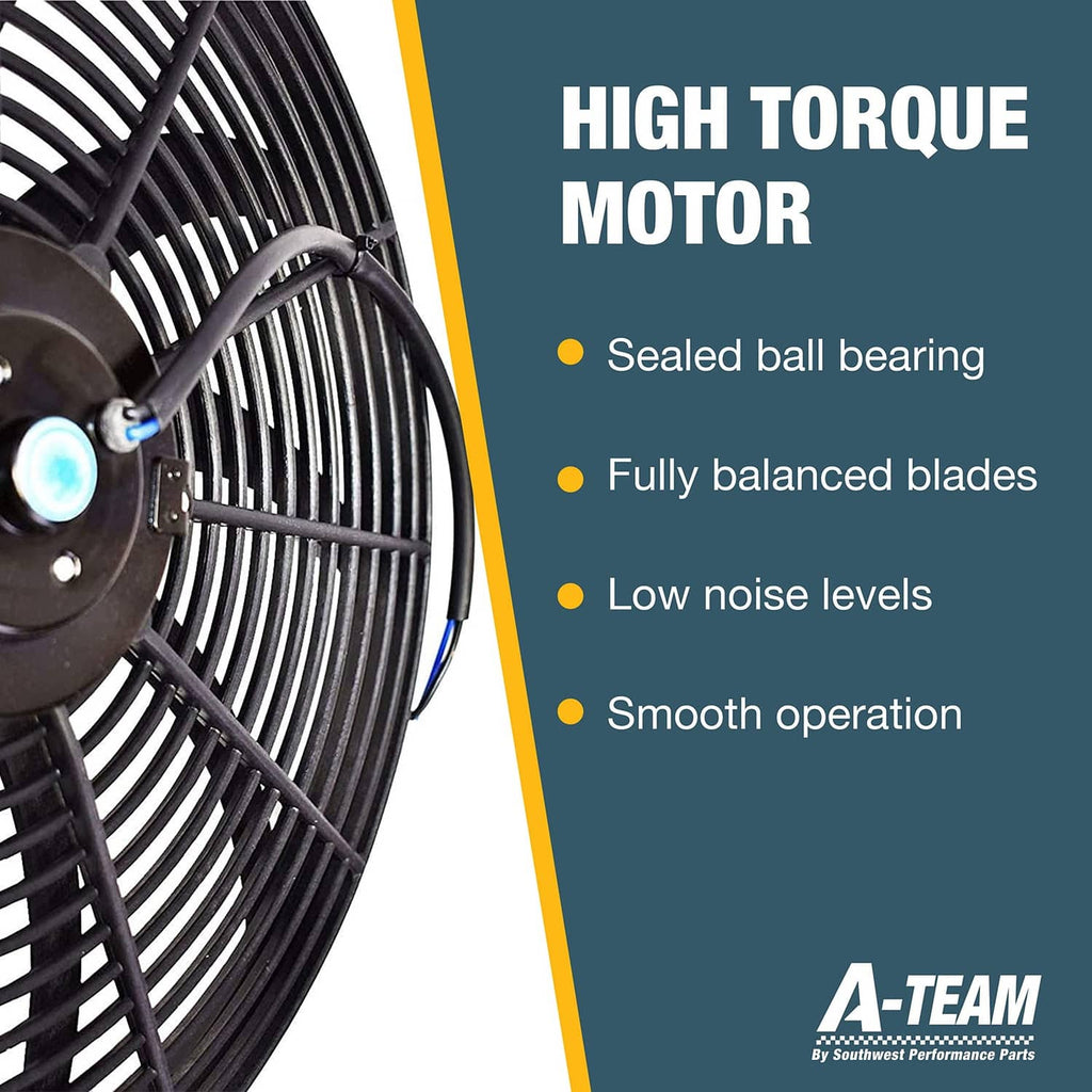 Electric radiator cooling fan motor detail with sealed bearing and smooth operation