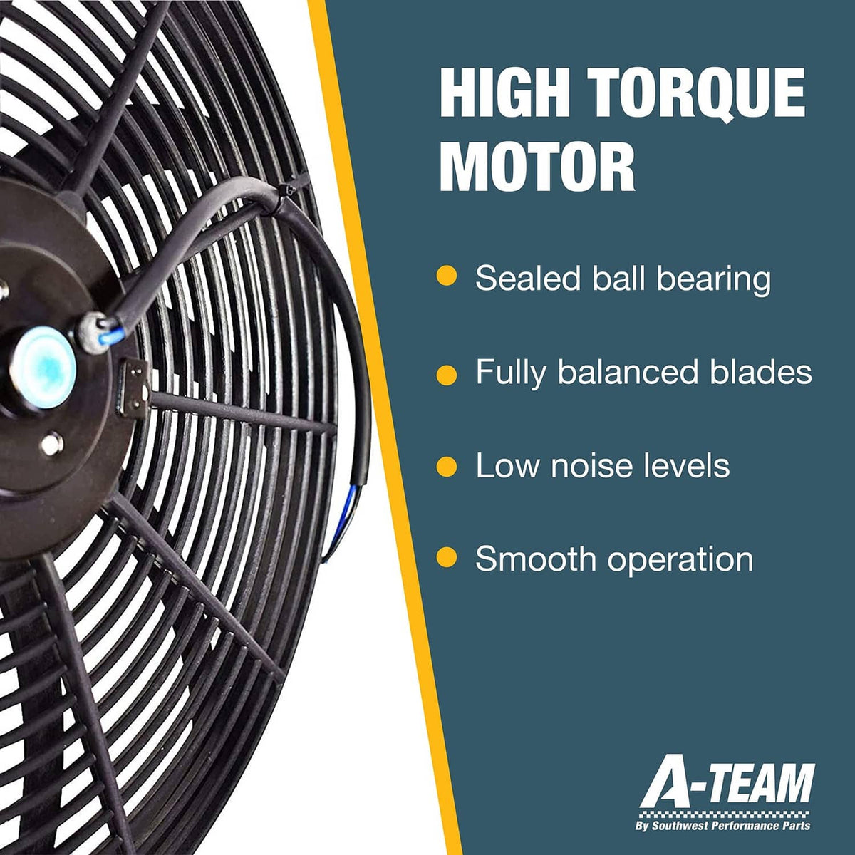 Electric radiator cooling fan motor detail with sealed bearing and smooth operation
