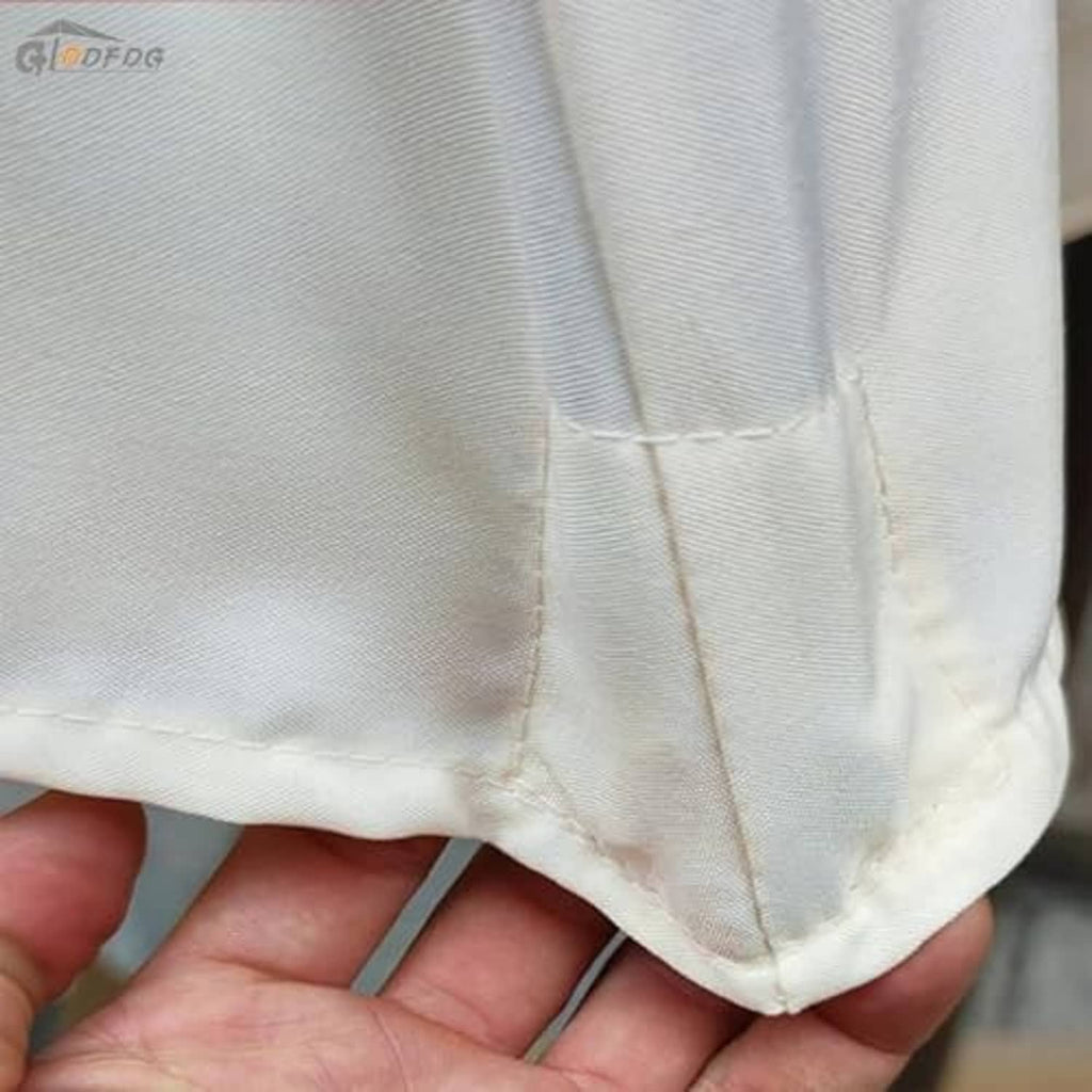 Reinforced seam corner on umbrella replacement canopy fabric