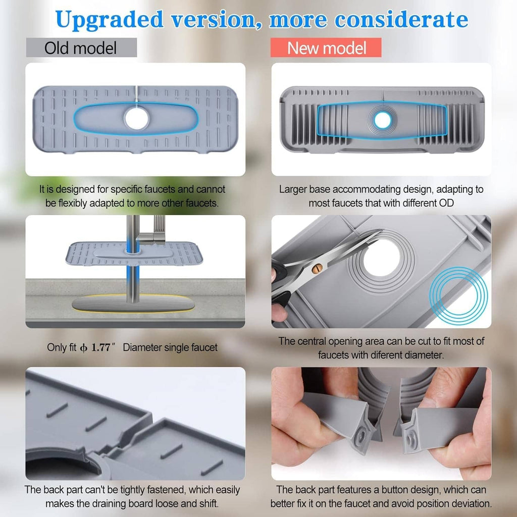 Faucet deck plate adapter with cuttable silicone base and central opening, new layout