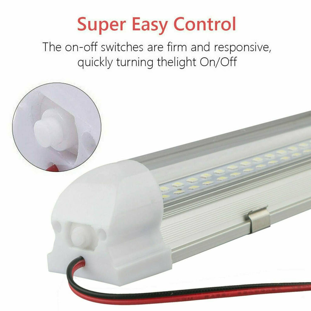 LED light bar end with built-in switch and red/black wire leads, clear LED lens