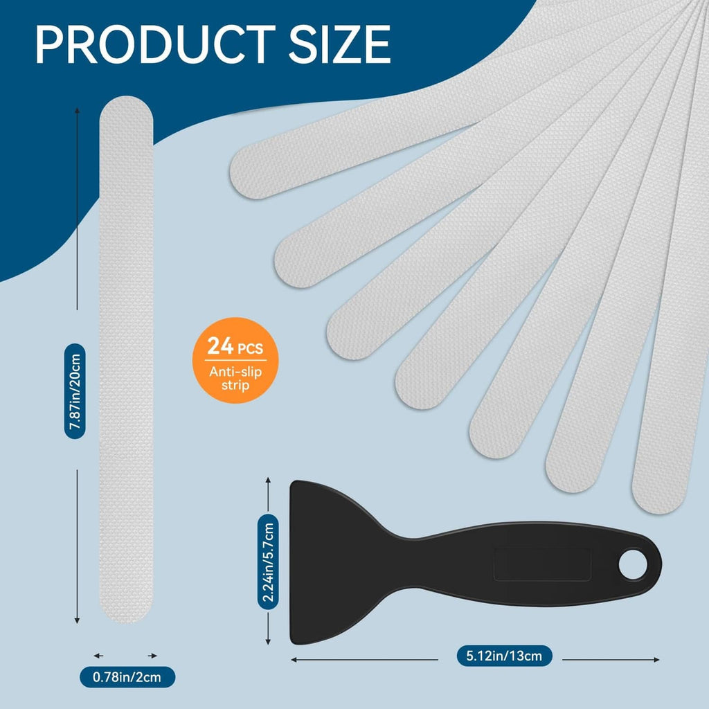 Clear anti-slip shower strips set with applicator scraper