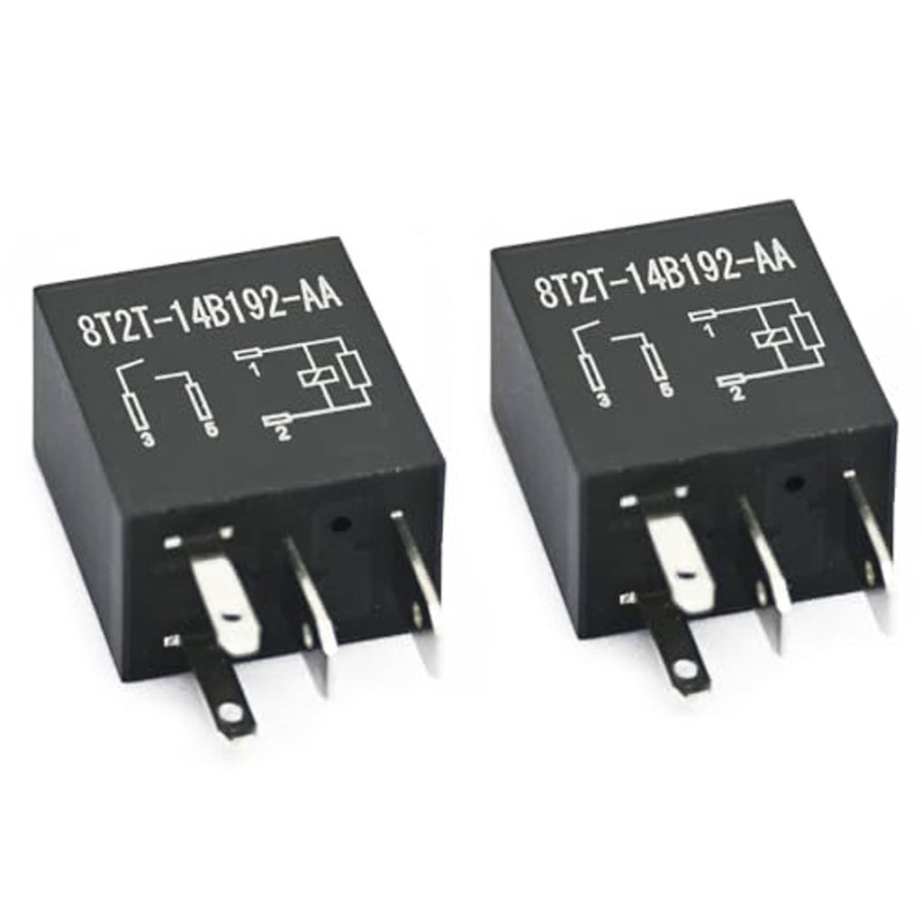 2-pack 4-pin multi-purpose relay, black case with pin layout diagram