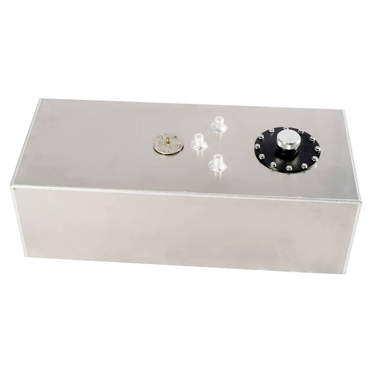 15-gallon silver aluminum racing fuel cell tank with fuel cap and level sender