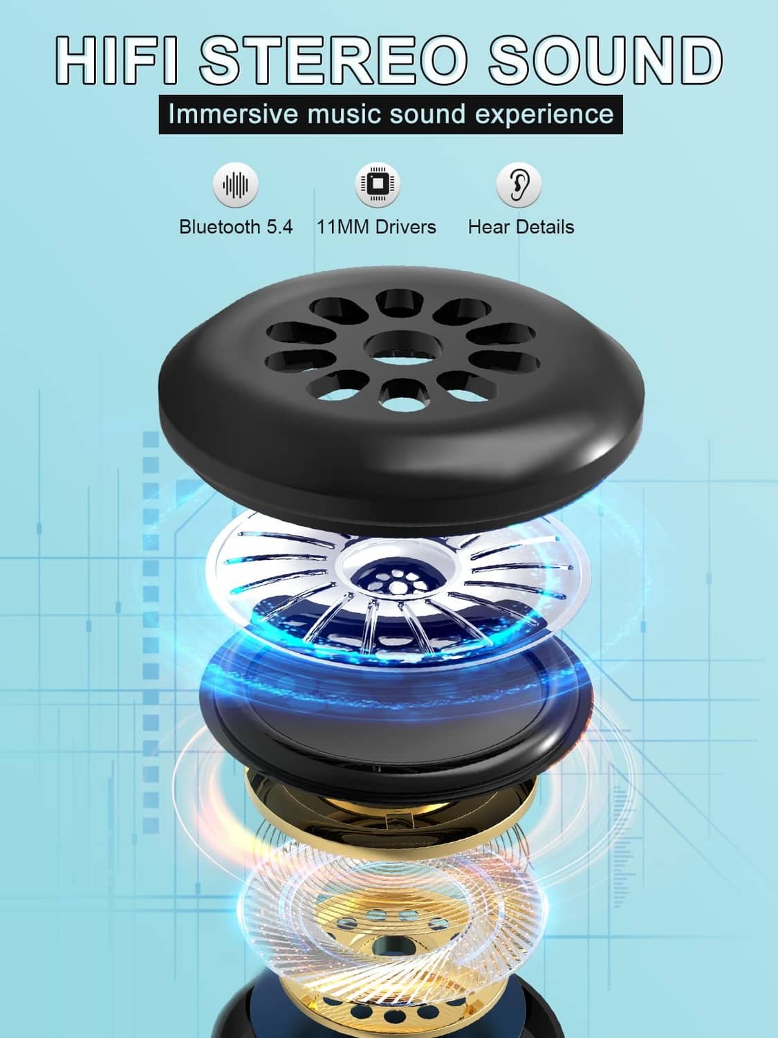 Black Bluetooth sleep mask speaker module with circular driver grille