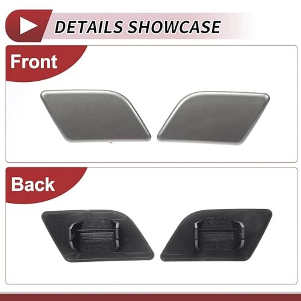 Pair of front headlight washer nozzle cover caps, gray for front positions