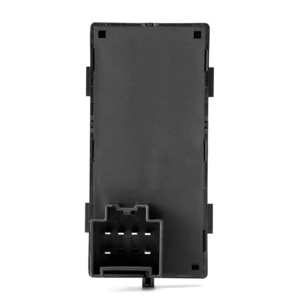 Black power window switch rear view with electrical connector and tabs