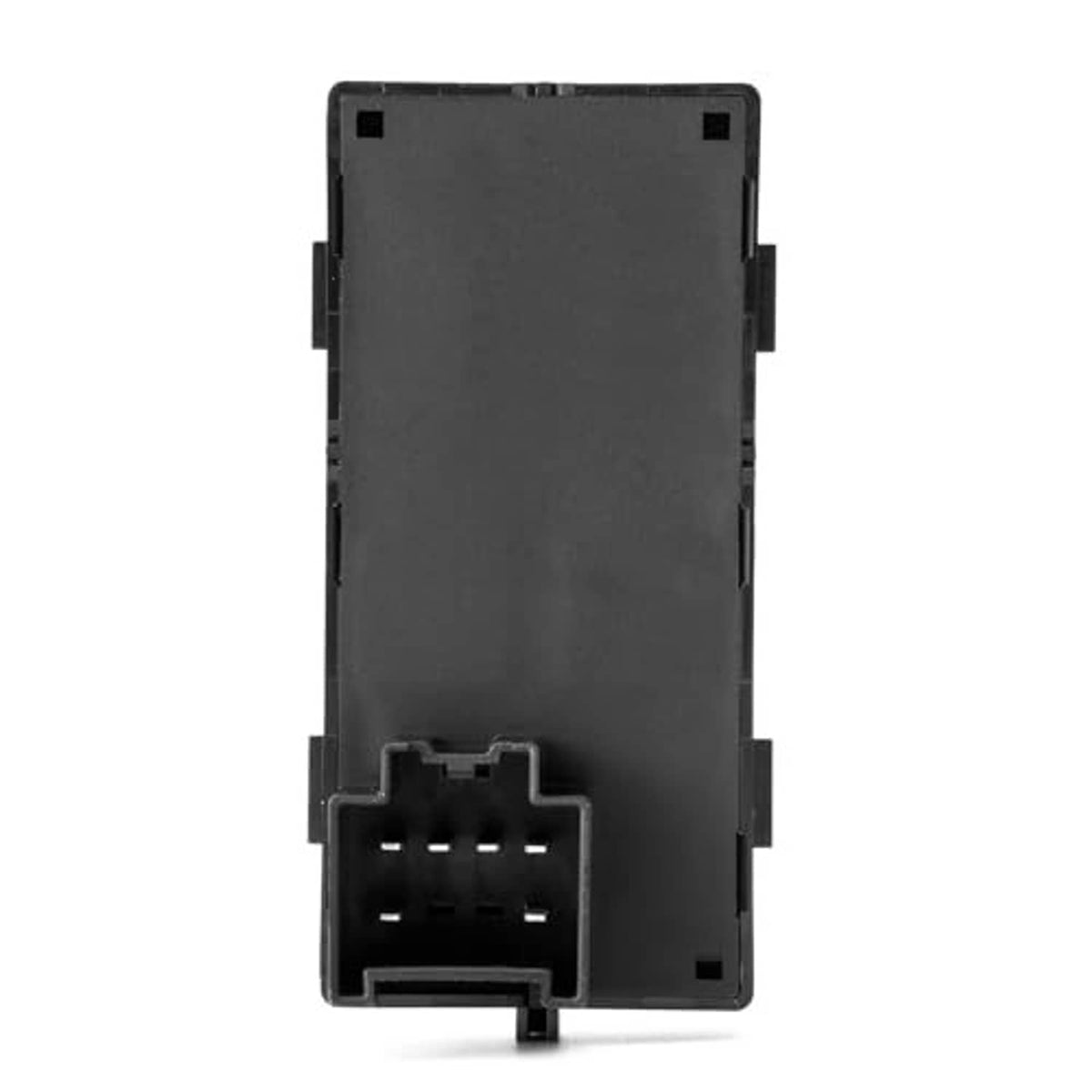 Black power window switch rear view with electrical connector and tabs