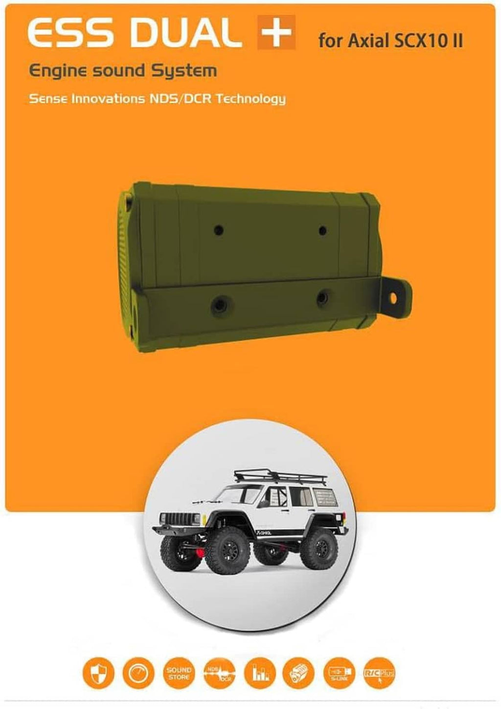Olive green engine sound module with mounting tabs
