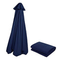 Navy patio umbrella canopy replacement, folded with gathered pleats
