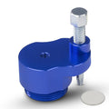 Blue belt removal tool with hex head threaded bolt and mounting clamp