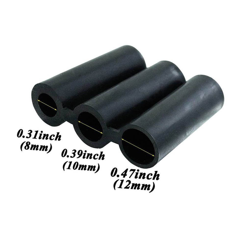 Three black rubber shift knob sleeves with 8mm, 10mm, 12mm inner openings