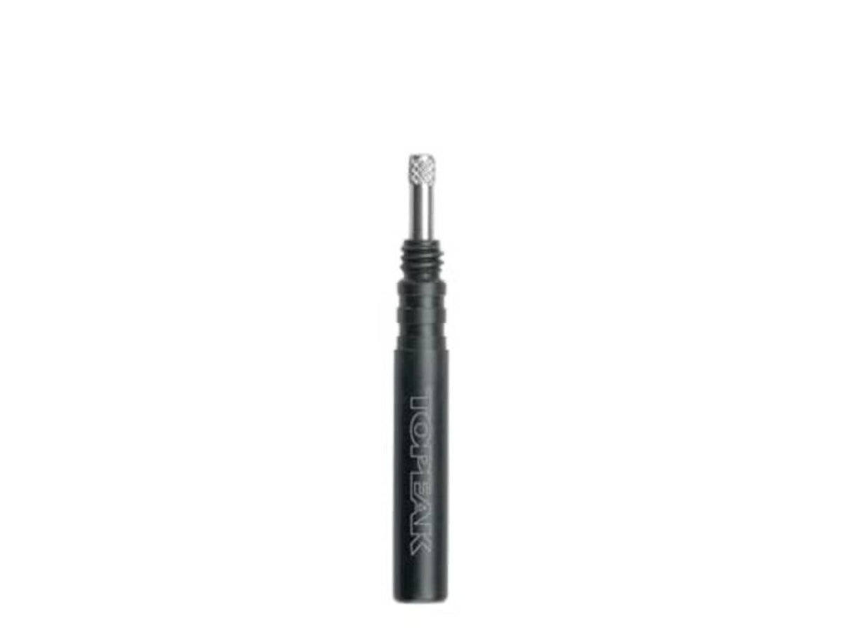 Presta valve extender with ribbed black body and silver Presta stem