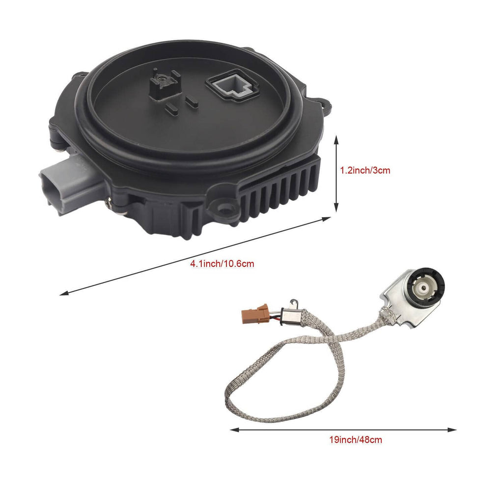 HID igniter ballast housing with two-pin top and D2S bulb holder with braided cable