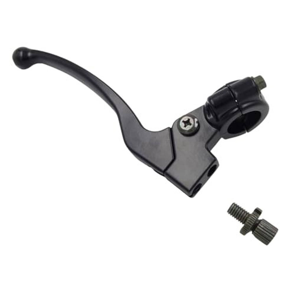 Black right clutch lever perch with curved brake handle and visible clamp bolt hardware