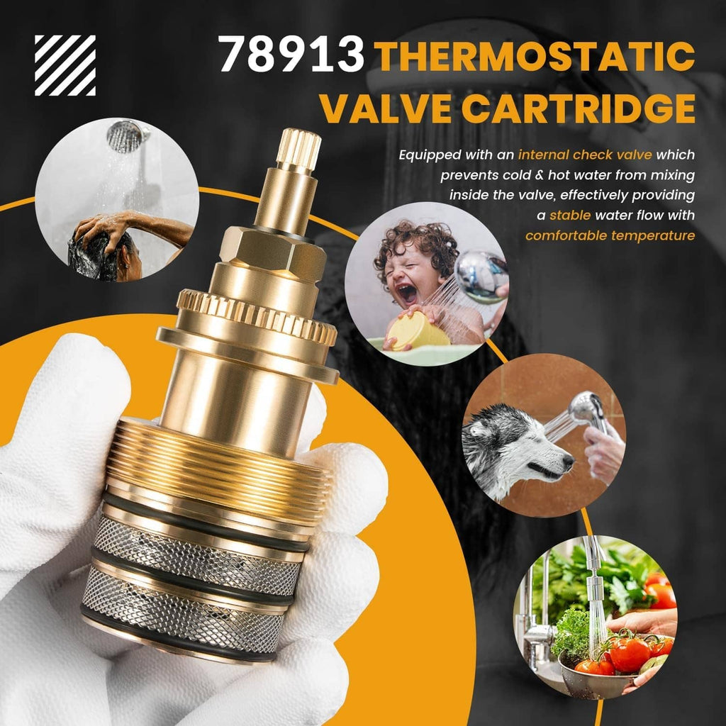 Brass thermostatic valve cartridge with ribbed body and mesh grip ring