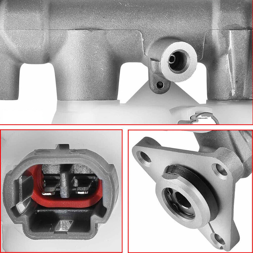 Brake master cylinder metal body with inlet port opening and mounting bolt holes