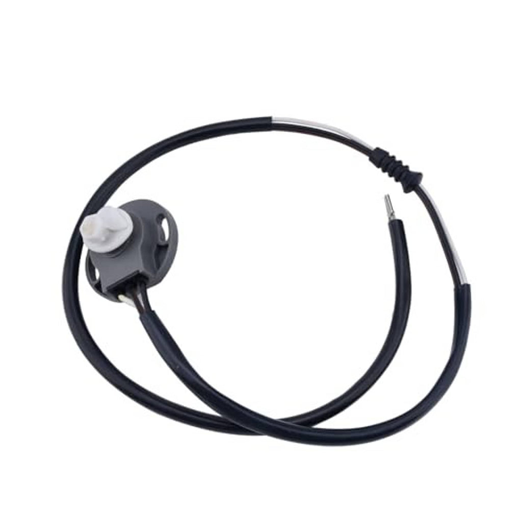 Black cable sensor pigtail with gray mounting clip and metal pin connector