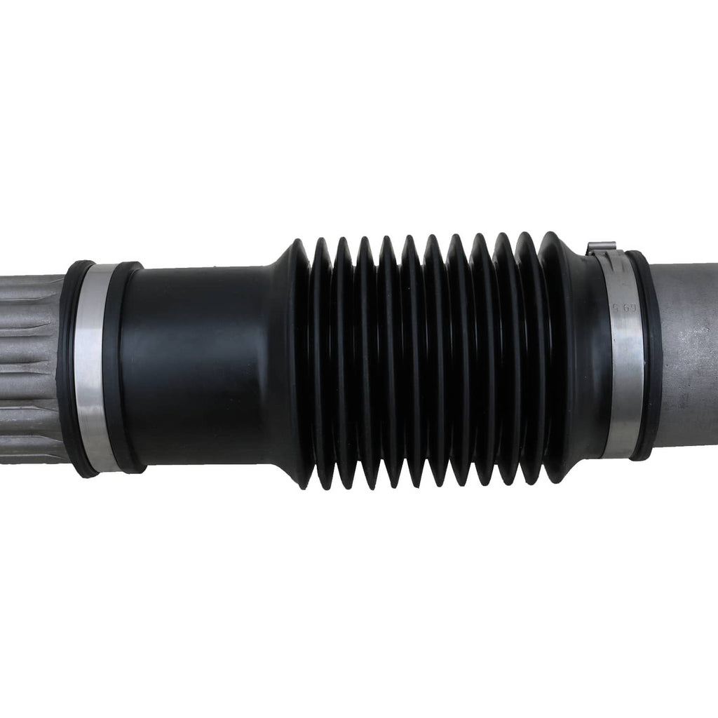 Front driveshaft rubber bellows and metal coupler ends, black and silver